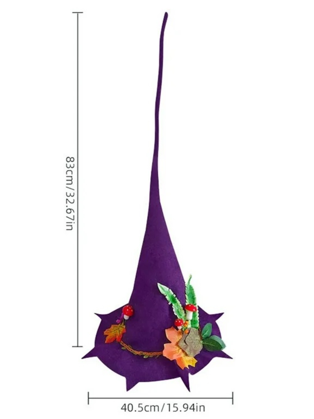 Purple Witch Hat with Fall Leaf & Mushroom Accents - Picture 4 of 6